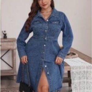Blue Long Sleeve Denim Dress